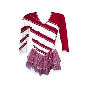 Ooh La La Couture Striped Tiered Tulle Skirt Holiday Dress, Size 10